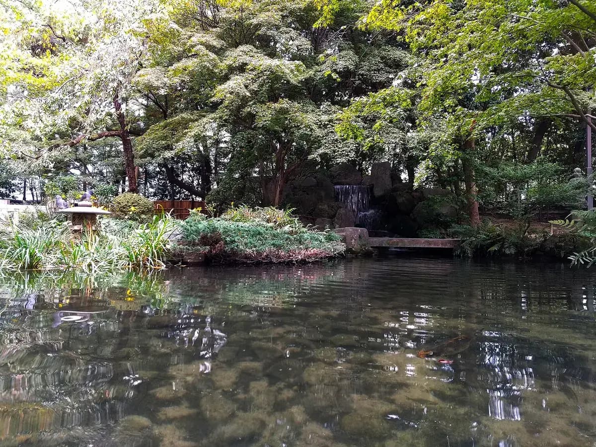 楽水園の回遊式庭園の池